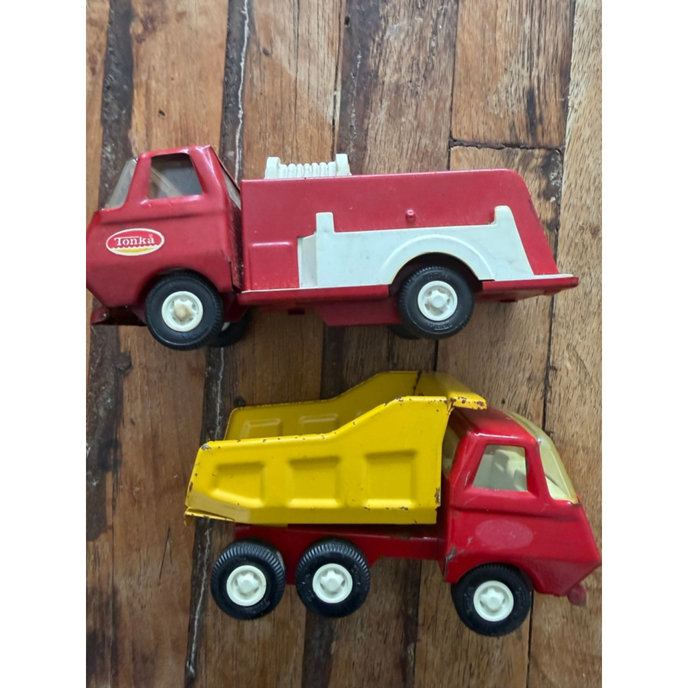 Vintage Tonka fire engine and dump truck Metal Toy Trucks One Size